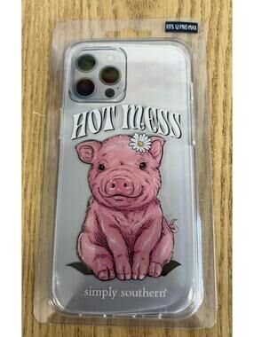 Simply Southern Phone Case. Hot Mess With Pig. Fits 12 Pro-Max.  New In Plastic